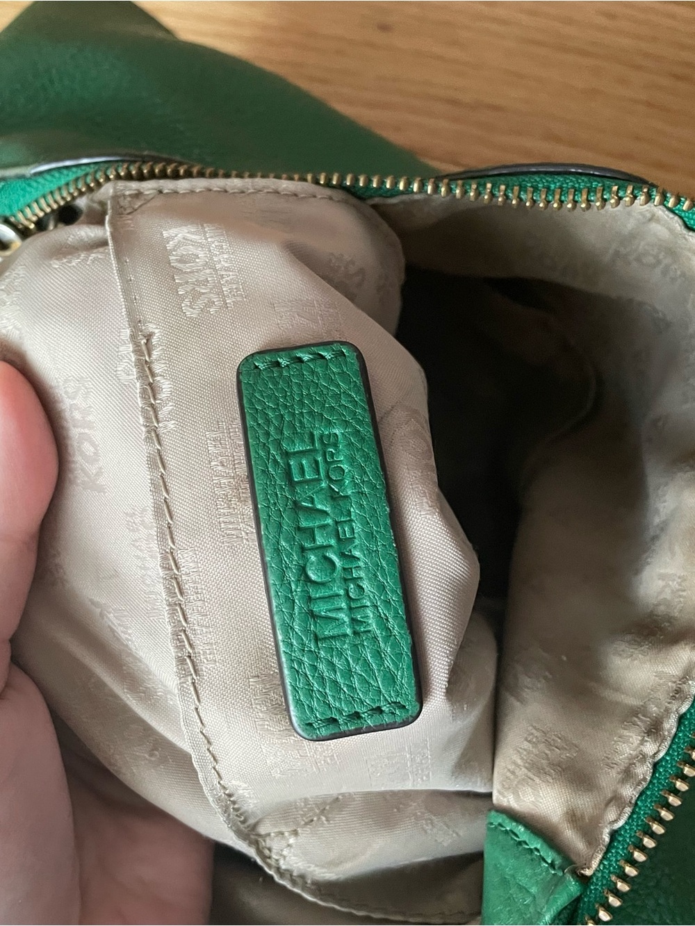 Michael Kors Emerald Green Pebbled Leather Shoulder Hobo with Tassel - Picture 3 of 4